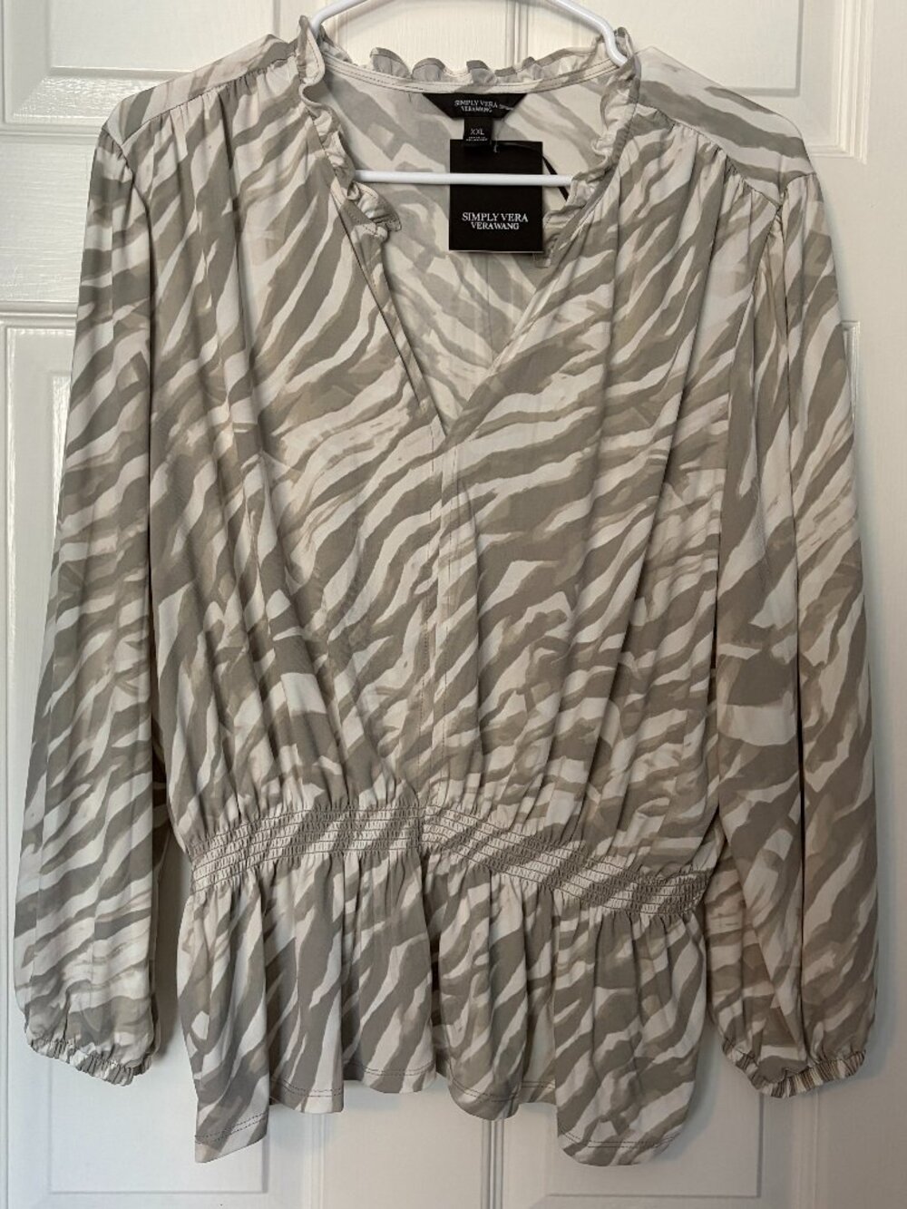 Simply Vera Vera Wang Top Womens 2XL Zebra Striped Abstract Long Sleeve Blouse